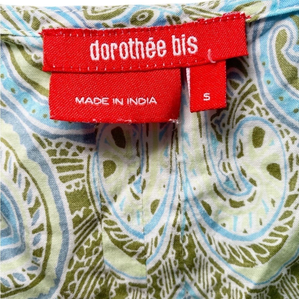 Dorothee Bis Paisley Print Green and Blue Women's Top - Picture 7 of 15